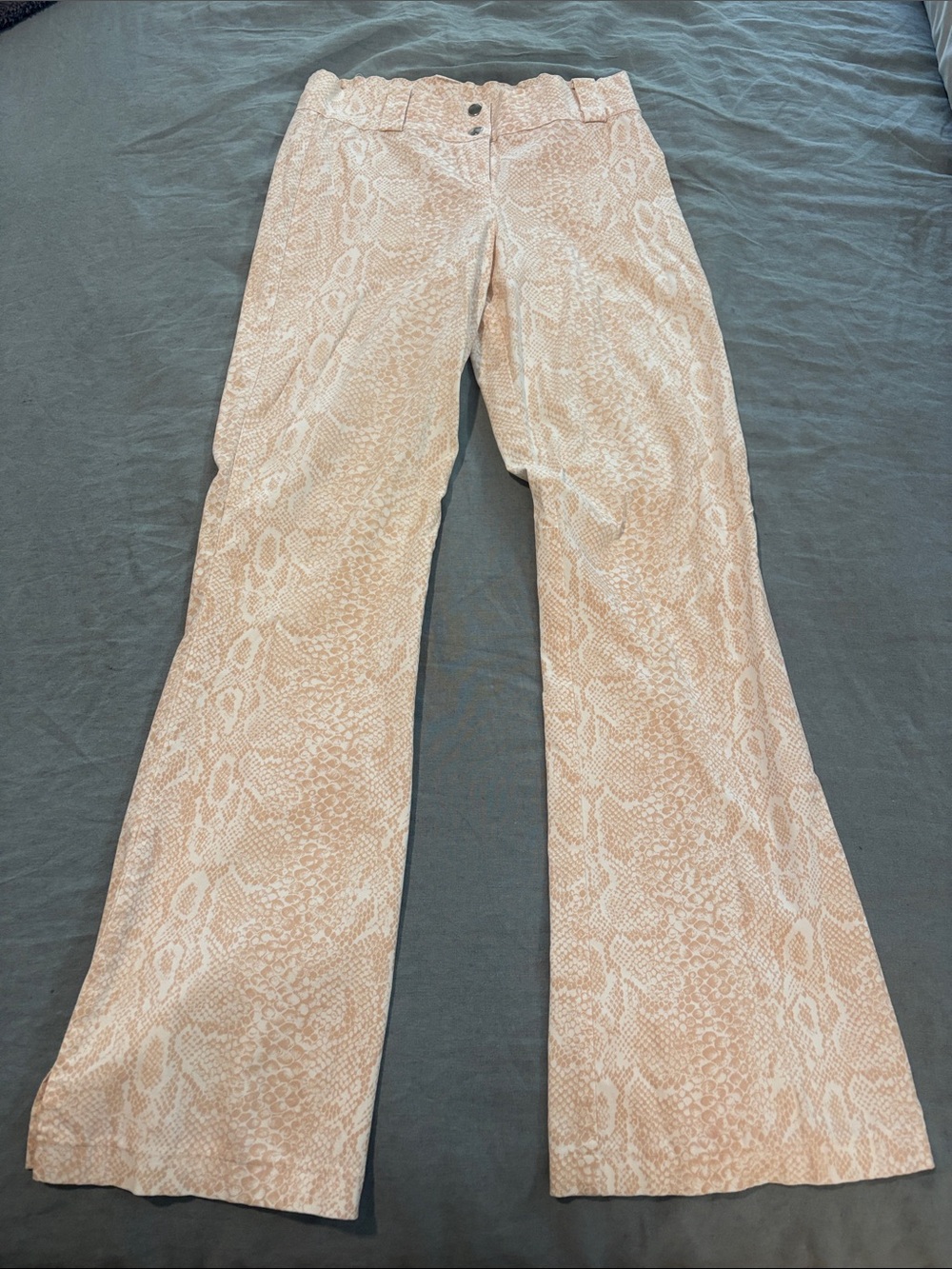 High-Waist Snake-Print Flare Pants - Blush
